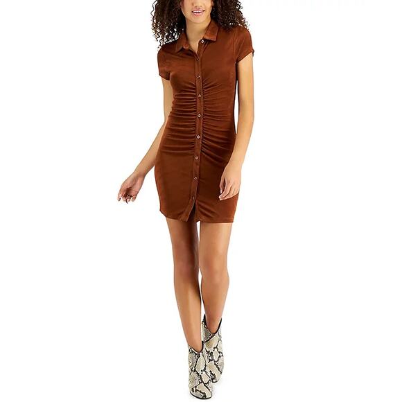 NWT Jolie & Joy Women's M Copper Slinky Ruched Button-Down Dress, Fairy Grunge - Picture 1 of 7